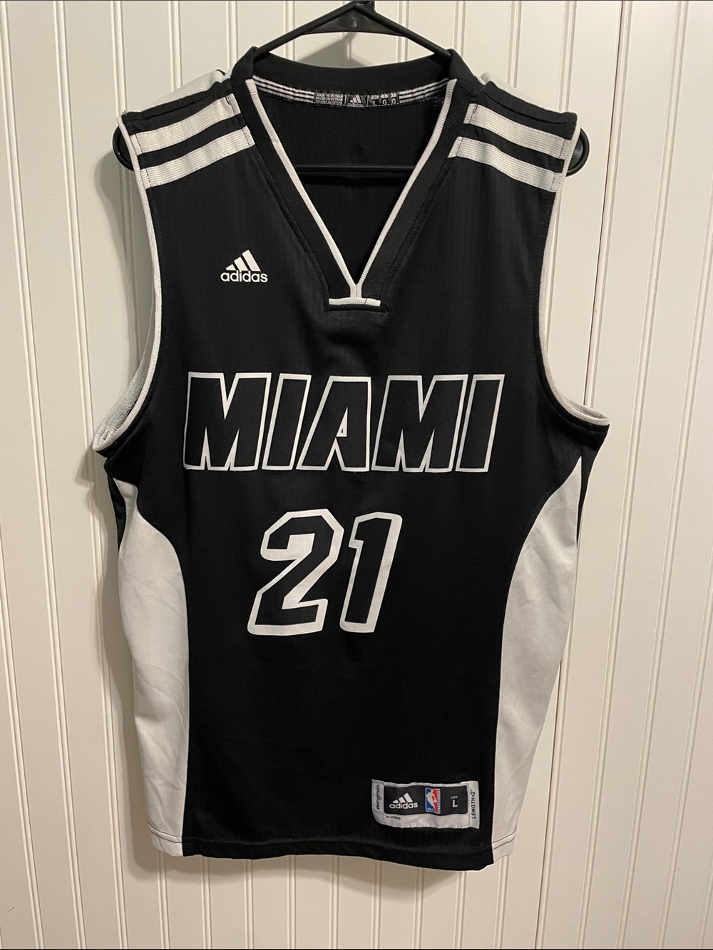 adidas Miami Black and White Basketball Jersey #21
